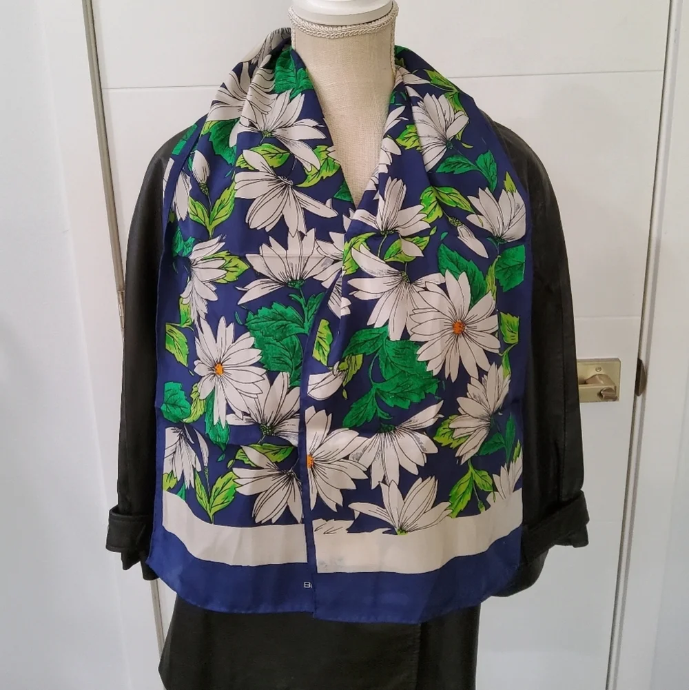 Bill Blass Floral Silk Scarf